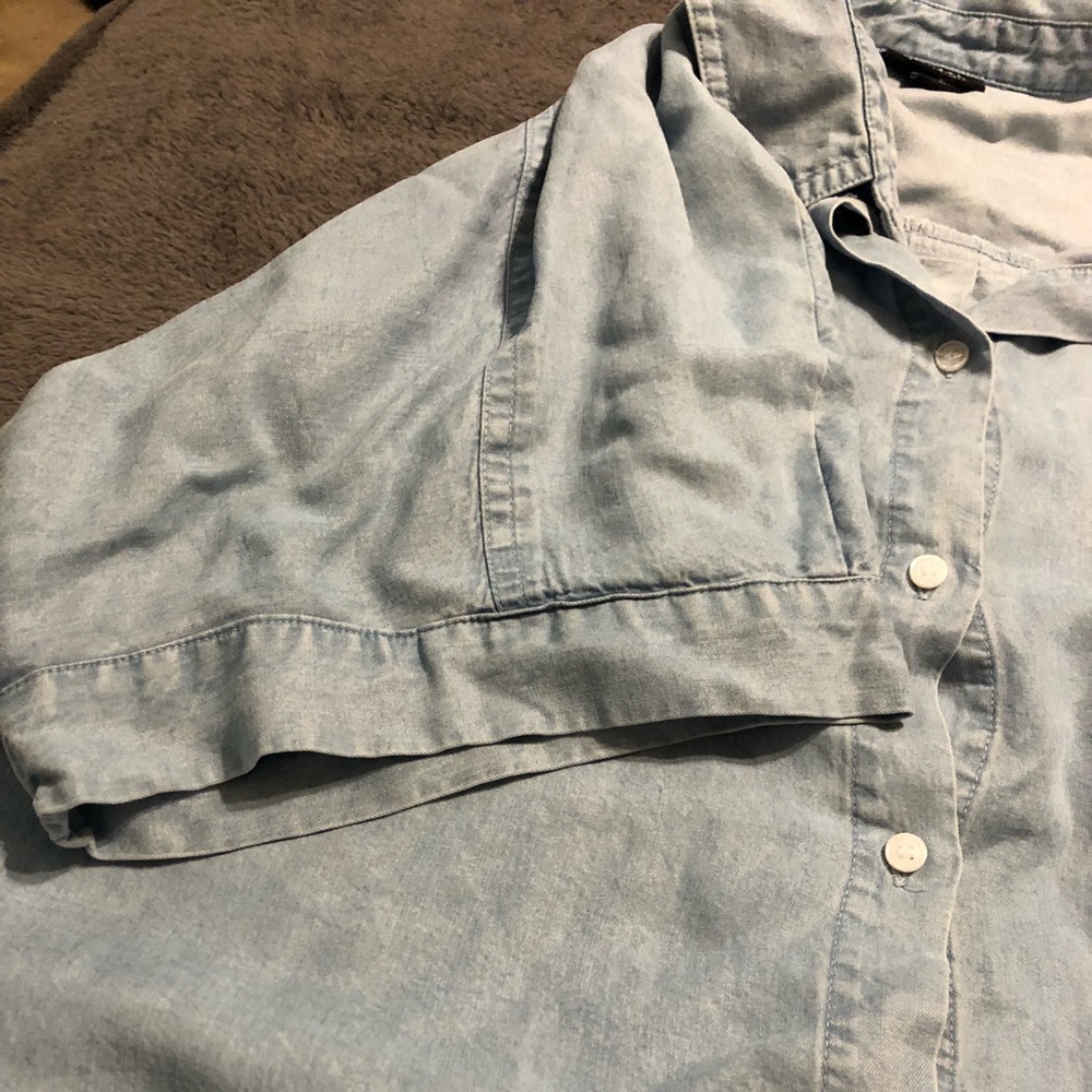 Denim short sleeve button down